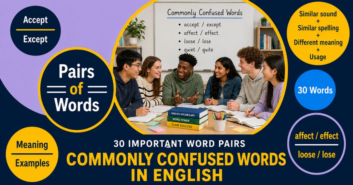 Featured image for “30 Commonly Confused Words in English (with Bengali Meaning)”