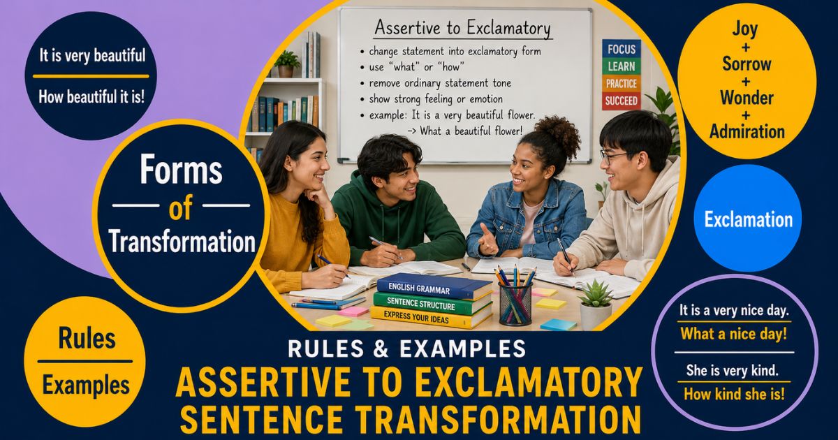Featured image for “Assertive to Exclamatory Sentence Transformation: Rules & Examples”