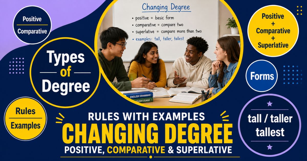 Featured image for “Changing Degree: Positive, Comparative & Superlative Rules with Examples”