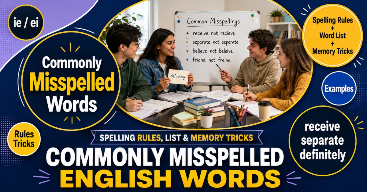 Featured image for “Commonly Misspelled English Words: Spelling Rules, List & Memory Tricks”
