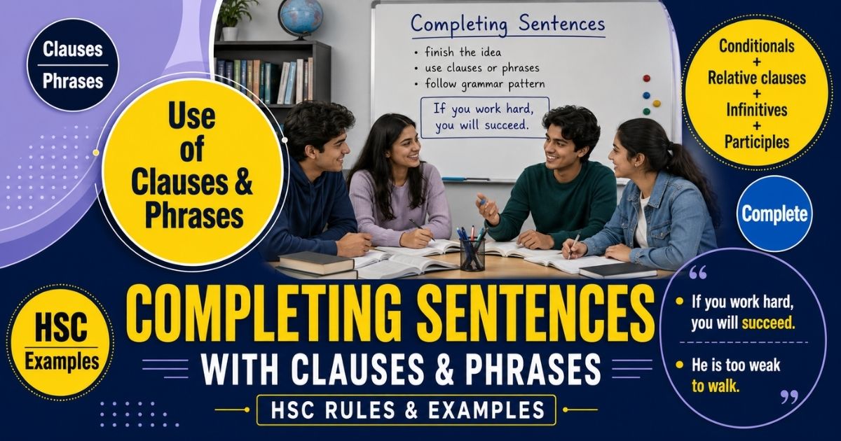 Featured image for “Completing Sentences with Clauses & Phrases: HSC Rules & Examples”