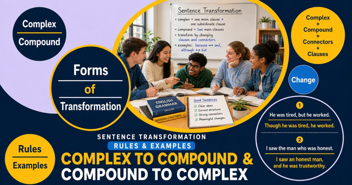 Featured image for “Complex to Compound & Compound to Complex Sentence Transformation”