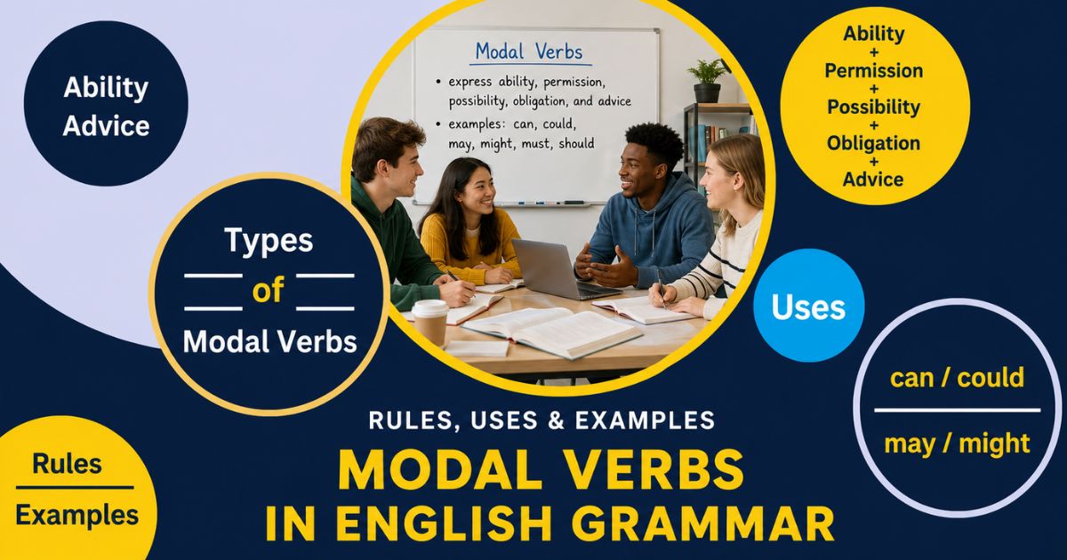 Featured image for “Modal Verbs in English Grammar: Rules, Uses & Examples”