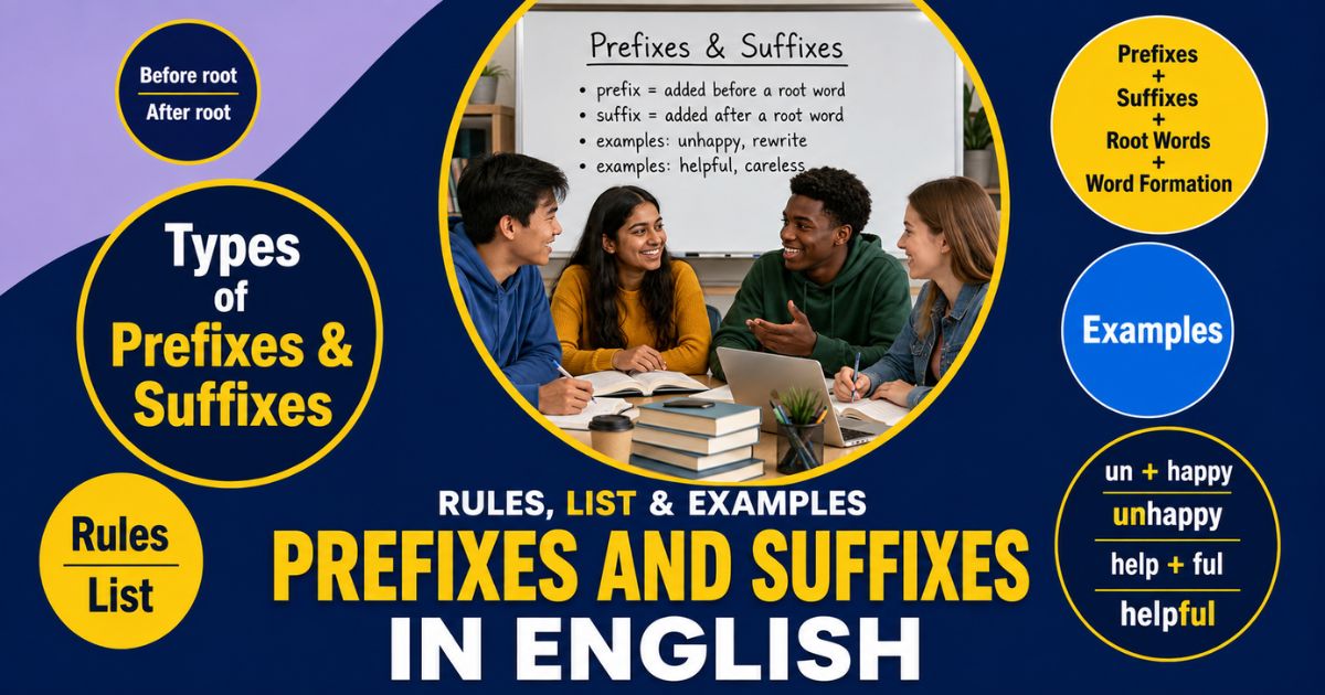 Featured image for “Prefixes and Suffixes in English: Rules, List & Examples”